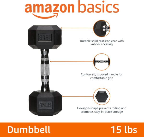 Amazon Basics Rubber Hex Dumbbell Hand Weight - Image 2