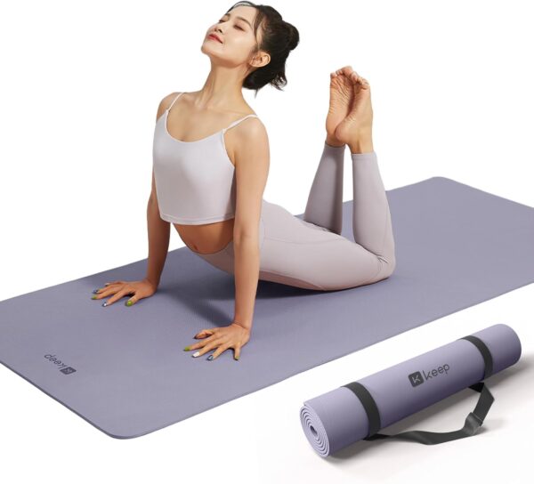 KEEP Yoga Mat, 32" Extra Wide Exercise Mat with Strap for Men and Women, 7mm Thick Double-Sided Non-Slip Eco-friendly Yoga Mat for Pilates, Workout and Fitness