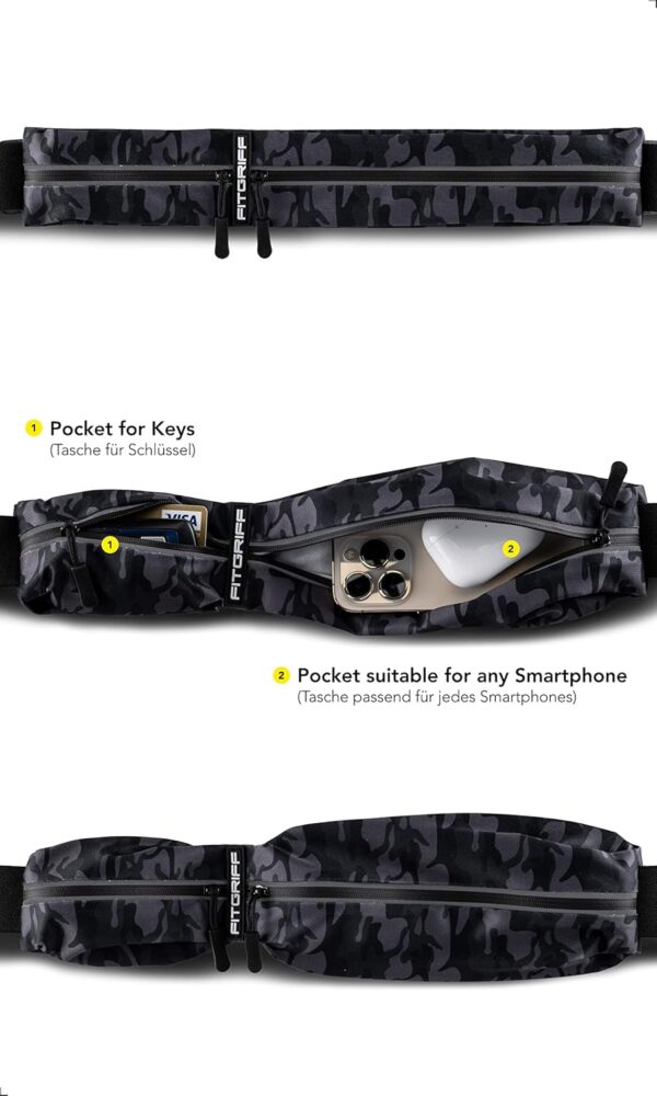 Fitgriff® Running Belt for Men & Women - Secure Jogging Pouch for Phone, Keys & Essentials - For All Cell Phones - Image 2