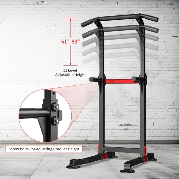 Wesfital Pull Up Bar Dip Bar Power Tower Workout Dip Station Height Adjustable Free Standing Chin Up Bar Home Gym Equipment 330LBS Weight Capacity - Image 3