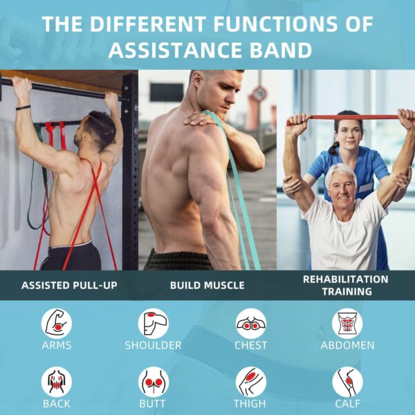 Resistance Bands, Pull Up Bands, Pull Up Assist Band Exercise Resistance Bands for Men & Women Working Out, Body Stretching, Physical Therapy, Muscle Training - Image 6