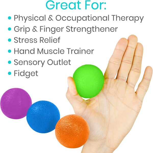 Vive Squeeze Balls for Hand Therapy, Exercise, Arthritis (w/ Rehab Video App) - Grip Strengthener Occupational Equipment for Finger, Wrist, Carpal Tunnel, Pain Relief, Stress - Resistance Strength Squeezing Egg Trainer - Image 4