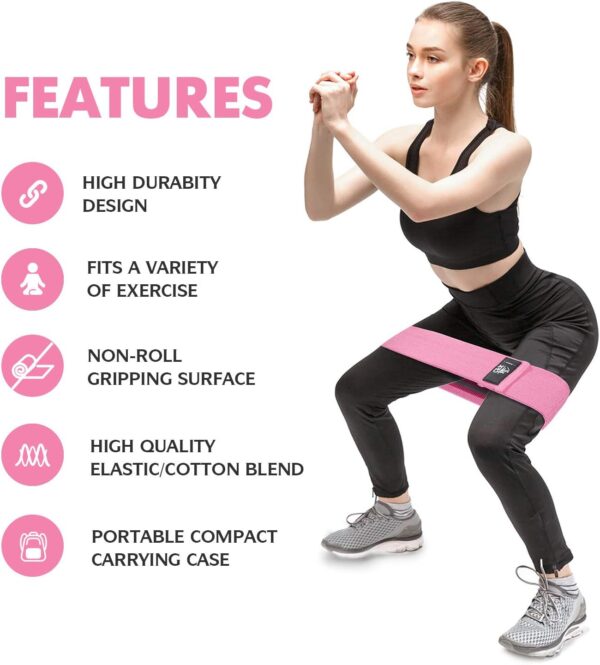 CFX Resistance Bands Set, Exercise Bands with Non-Slip Design for HIPS & Glutes, 3 Levels Workout Bands for Women and Men, Booty Bands for Home Fitness, Yoga, Pilates - Image 2