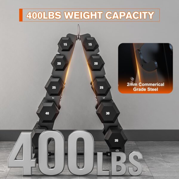 DERACY Dumbbell Rack Stand Only, Heavy Duty A-Frame Dumbbell Storage Rack, 5 tier Steel Dumbbell Holder for Home Gym Space Saver - Image 3
