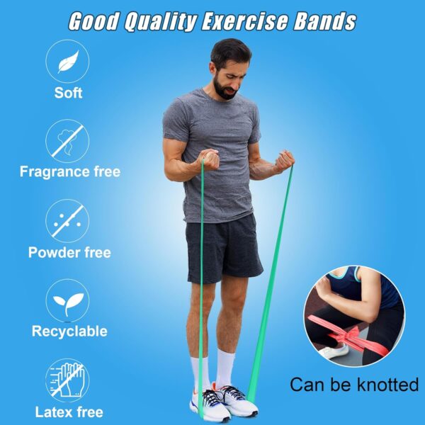 Resistance Bands for Working Out, Physical Therapy Bands, Elastic and Exercise Bands Set for Stretching, Suitable for Rehab, Yoga, Pilates, Gym, Home Exercise - Image 5