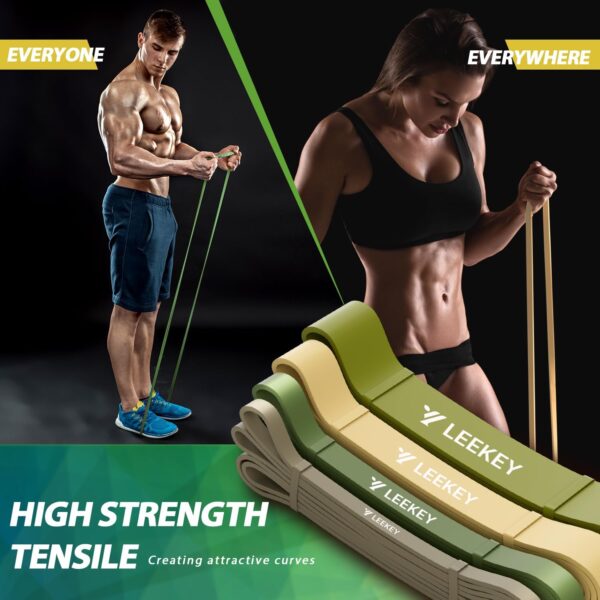 LEEKEY Resistance Bands, Exercise Bands Pull Up Assist Bands - Workout Bands Set - Bands for Working Out,Band for Men and Women Fitness Training, Physical Therapy,Home Workouts - Image 4