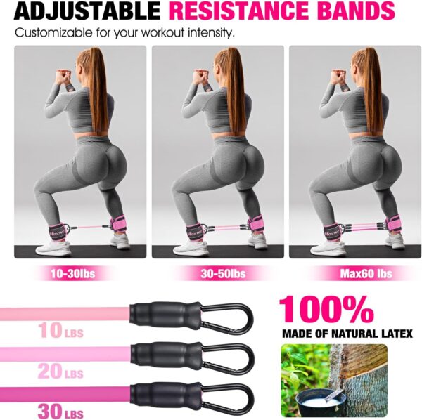 Ankle Resistance Bands with Cuffs, Ankle Bands for Working Out, Ankle Resistance Band for Leg, Booty Workout Equipment for Kickbacks Hip Fitness Training, Exercise Bands for Butt Lift Women - Image 7