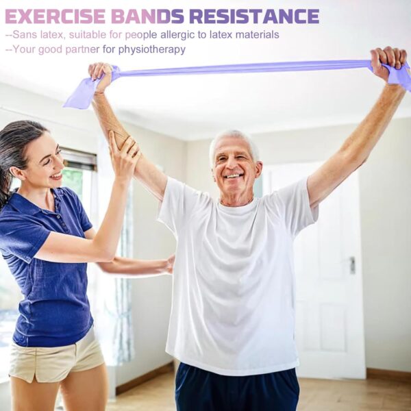 Resistance Bands Set, 5 Pcs Exercise Bands Elastic Stretch Bands for Yoga Pilates Fitness Stretching Strength Training, Workout Bands for Home Gym - Image 8