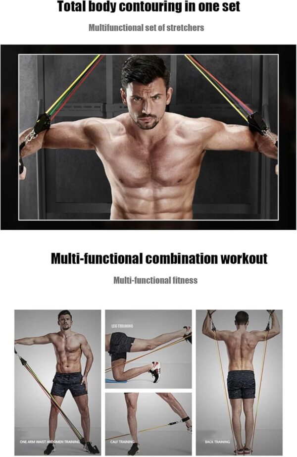 Resistance Bands Set,Workout Bands,Exercise Bands for Muscle Training,Butt & Hip Exercises,Physical Therapy,Latex Material with Door Anchor,Handles,Legs Ankle Straps Home Workouts - Image 7