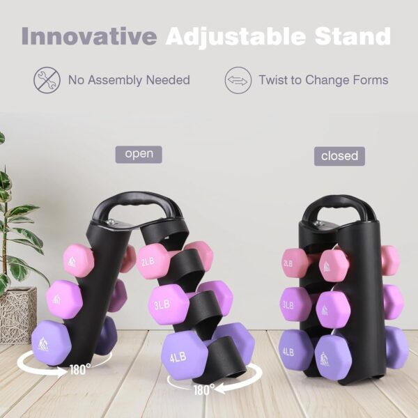 LIONSCOOL Set of 2 Neoprene Coated Dumbbell Hand Weights, Anti-Slip and Anti-Roll Hex Dumbbells in Pair for Strength Training, Resistance Training - Image 3