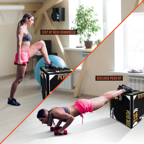 Yes4All 3-in-1 Soft-Padded Plyo Box With Wooden Core, Non-Slip Multi-Use Cushioned Plyometric Jump Box for Jumping, Conditioning, Strength Training - Image 5