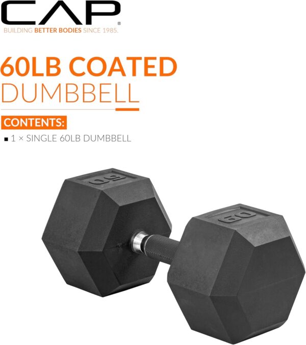 CAP Barbell Coated Dumbbell Weights with Padded Grip, Single, 60 Pounds - Image 2