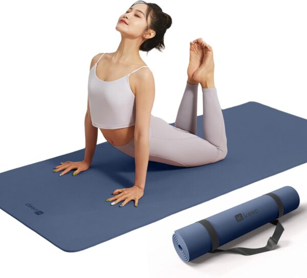 KEEP Yoga Mat, 32" Extra Wide Exercise Mat with Strap for Men and Women, 7mm Thick Double-Sided Non-Slip Eco-friendly Yoga Mat for Pilates, Workout and Fitness