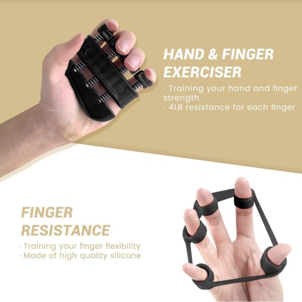 FLYFE Grip Strength Trainer Kit (5 Pack), Forearm Strengthener, Hand Squeezer Adjustable Resistance, Finger Stretcher, Grip Ring, Relief Ball and Finger Exerciser for Men and Women, Injury Recovery - Image 4