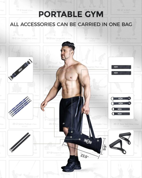 INNSTAR Resistance Bands Bar Exercise Bands Attachment 38" Black Max Load 800lb for Home Gym Workout Full Body Workout Power Lifting Fitness Bar - Image 7