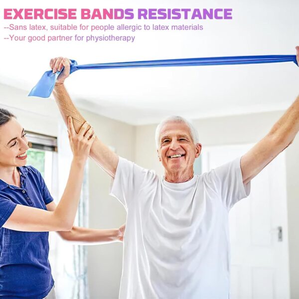 Resistance Bands Set, 5 Pcs Exercise Bands Elastic Stretch Bands for Yoga Pilates Fitness Stretching Strength Training, Workout Bands for Home Gym - Image 7