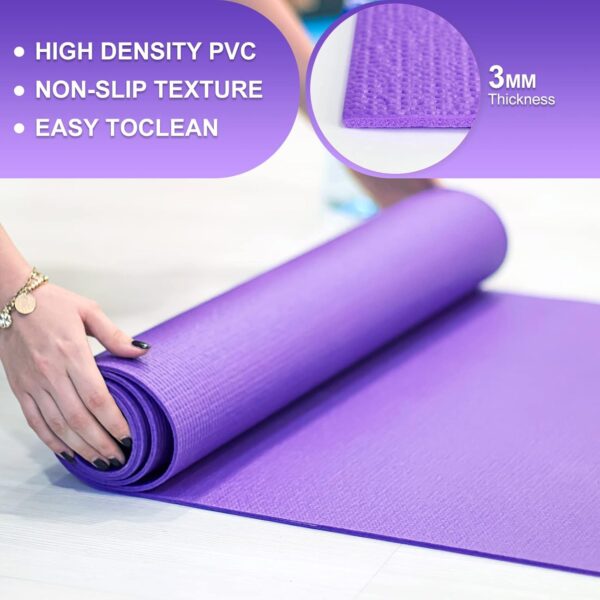 24 Pcs 3 mm Thick Yoga Mat Bulk, 68.11 x 24.02 Inches Exercise Workout Mat Non Slip Fitness Yoga Pad for Women Kids Gym Home Yoga Pilates, Reliable Sturdy Material and Easy to Clean (Multicolor) - Image 2