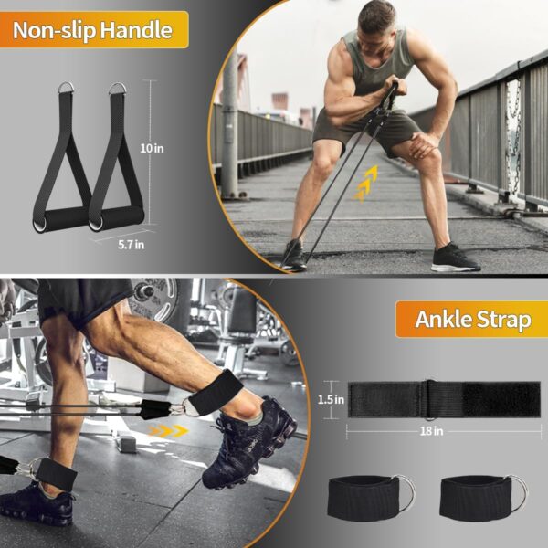 WHATAFIT Resistance Bands, Exercise Bands，Resistance Bands for Working Out, Work Out Bands with Handles for Men and Women Fitness, Strength Training Home Gym Equipment - Image 4