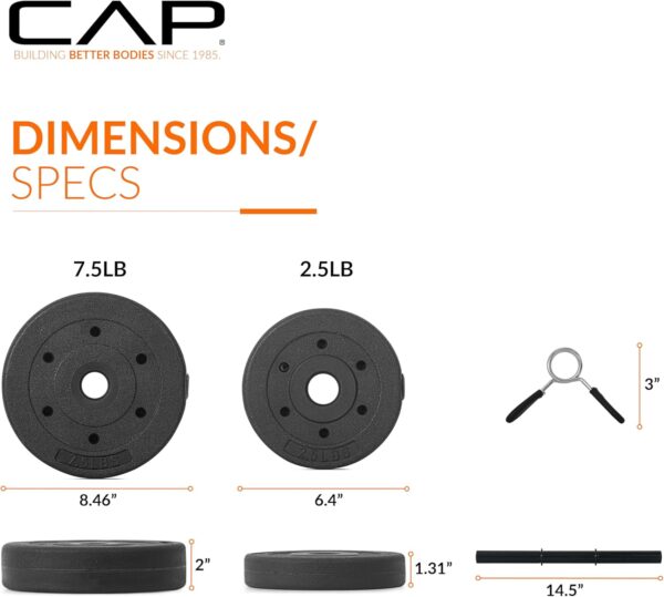 CAP Barbell 40-Pound Adjustable Cement Dumbbell Set – Versatile Vinyl Coated Weights for Home Gym Excellence - Image 4