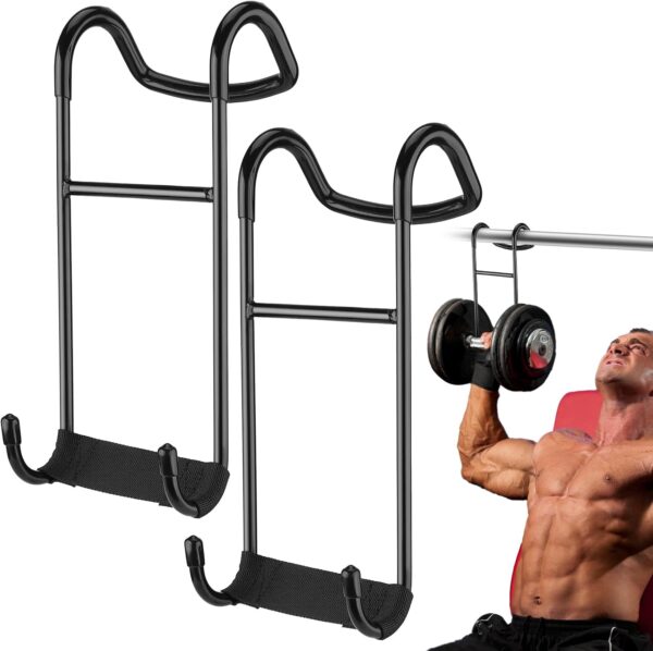 TOBWOLF Dumbbell Spotter Hooks Hangers, Heavy Power Dumbbells Rack Attachments for Dumbbell Bench Press Hold Up 225LB, Safety Connector Perfect for Hanging Dumbbells to Barbells for Chest Workout