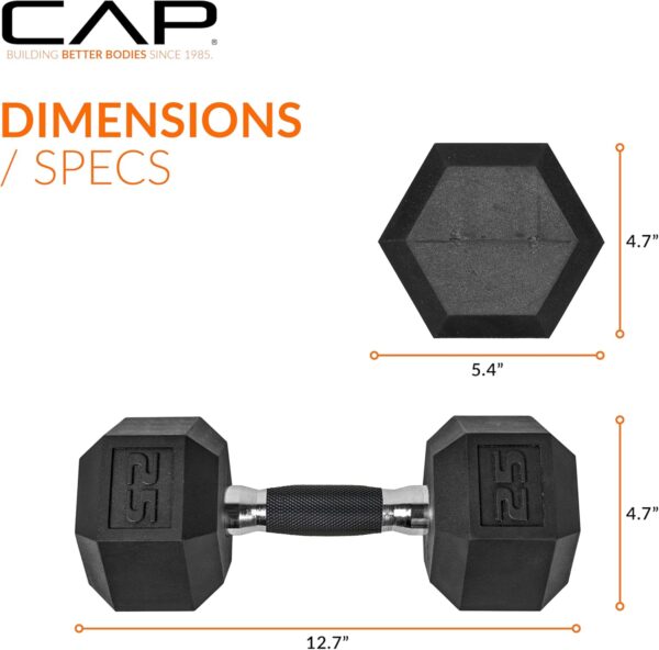 CAP Barbell Coated Dumbbell Weights with Padded Grip, Single, 25 LBS - Image 4
