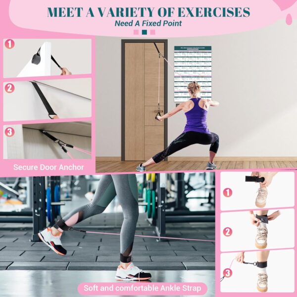 Pilates Bar Kit with Resistance Bands, Multifunctional Yoga Pilates Bar with Heavy-Duty Metal Adjustment Buckle, Portable Home Gym Pilates Resistance Bar Kit for Women Full Body Workouts - Image 8