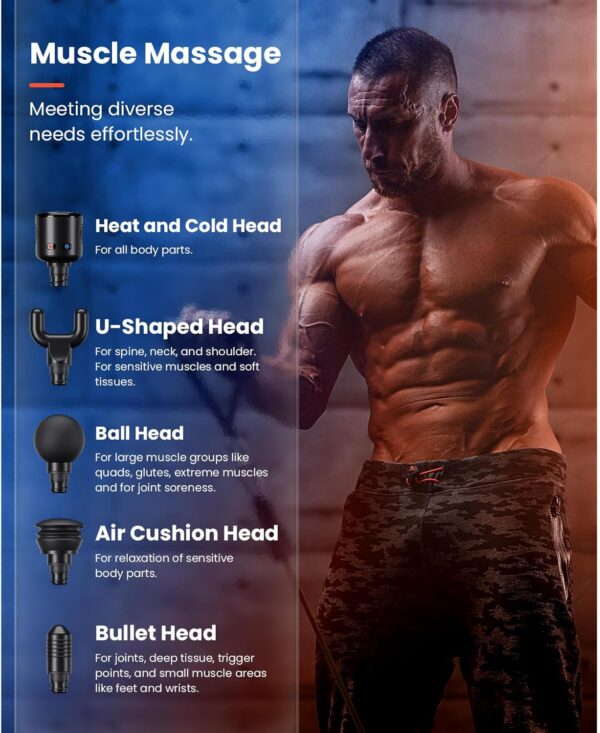 BOB AND BRAD C2 Pro Massage Gun with Heat and Cold Therapy, Mini Massager Gun Deep Tissue, Heated Professional Electric Back Massager for Athletes, Handheld Massager, FSA and HSA Eligible - Image 8