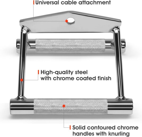 Yes4All Double D Row Handle Cable Attachment for Weight Workout, Cable Machine Accessories for Home Gym, LAT Pull Down V Bar with Capacity Up to 880LBS - Image 4