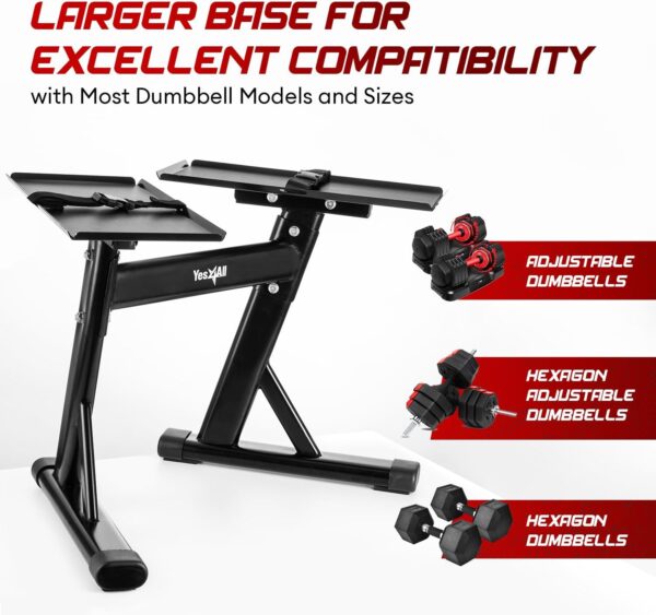 Yes4All Stand for Adjustable Dumbbells up to 160 Pound, Dumbbells Spotter Stand, Dumbbells Rack & Weight Rack with Strap, Convenience & Safety, Easy Storage, Use Expandable Dumbbells - Image 2