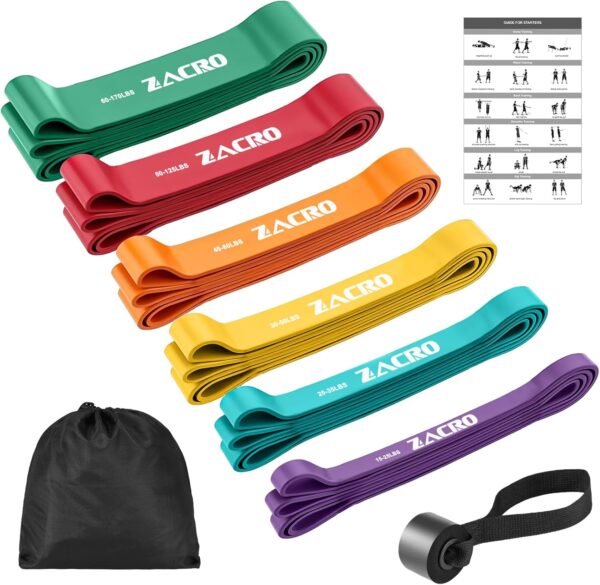 Zacro Resistance Bands, 6 Resistance Levels Pull Up Assistance Bands, Exercise Bands for Men&Women, Heavy Duty Resistance Band Set with Door Anchor, for Working Out, Muscle Training, Physical Therapy - Image 9