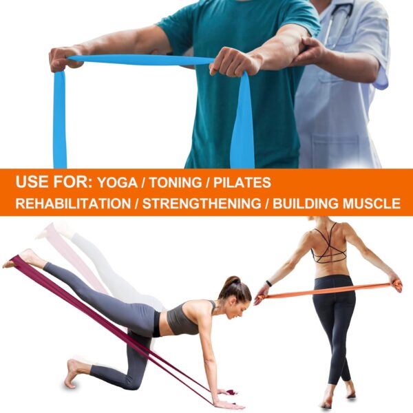 Resistance Bands,Professional Long Non-Latex Elastic Stretch Bands,Exercise Bands for Physical Therapy, Yoga, Pilates, Rehab, at-Home or The Gym Workouts, Strength Training - Image 6