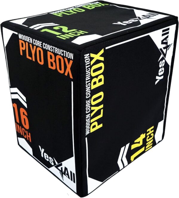 Yes4All 3-in-1 Soft-Padded Plyo Box With Wooden Core, Non-Slip Multi-Use Cushioned Plyometric Jump Box for Jumping, Conditioning, Strength Training