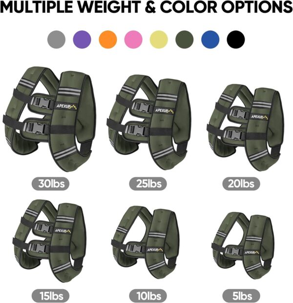 APEXUP Weighted Vest Men 5lbs/10lbs/15lbs/20lbs/25lbs/30lbs Weights with Reflective Stripe, Weighted vest for Women Workout Equipment for Strength Training Running - Image 3