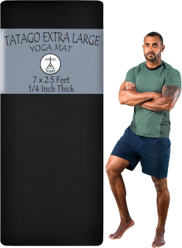 Tatago Extra Large Yoga Mat Thick Extra Wide and Long. Premium 7 Foot XL Yoga Mat for Men & Women That Also Makes a Great Stretching Mat- Wonderful Big Yoga Mat or Workout Mat for Men & Women! (84 x 30 x 1/4")