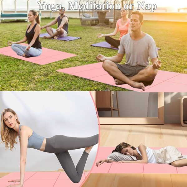 Yoga Mat for Travel, Non-Slip Yoga Mat, Exercise Mat 1/4" Thick Yoga Mat Foldable, Perfect for Pilates, Outdoor & Travel, TPE Anti-Slip Yoga Mat with Carry Bag - Image 7