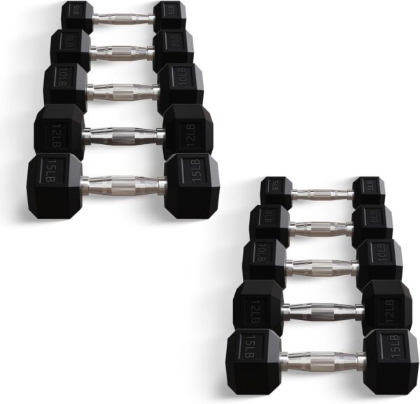 BalanceFrom Premium Rubber Encased Hex Dumbbell Sets, 46LBS Set, 60LBS Set, 100LBS Set - Image 9