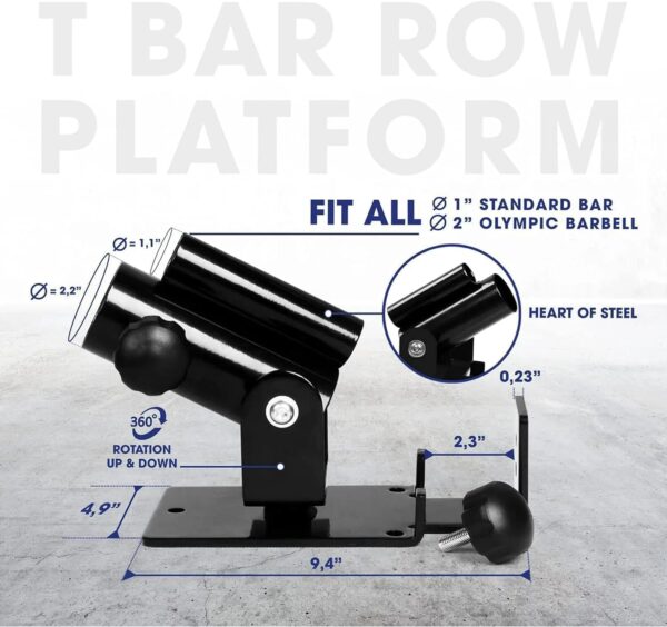 Yes4All T Bar Row Platform, Landmine Attachment for Barbell fits 1” Standard Bar & 2” Olympic Bar, Landmine Handle T Row - Image 2