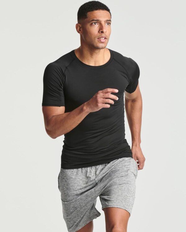 Real Essentials 4 Pack: Men's Short Sleeve Compression T-Shirt Base Layer Undershirt Athletic Top (Available in Big & Tall) - Image 4