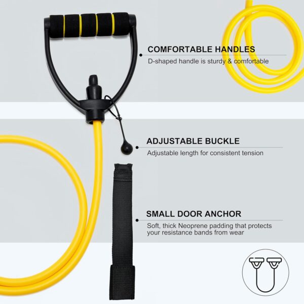 Resistance Bands with Handles, Exercise Resistance Bands, Workout Bands with Door Anchors, Adjustable Length, for Resistance Training, Physical Therapy, Home Workouts - Image 4