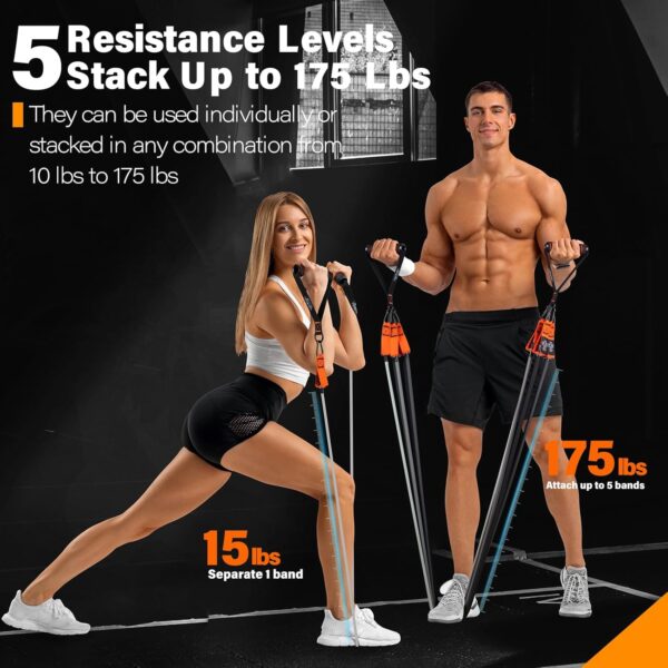 Resistance Bands, Heavy Exercise Bands with Handles, Fitness Bands for Working Out, Workout Bands for Men and Women, Weight Bands Set for Muscle Training, Strength, Yoga, Home Gym Equipment - Image 5