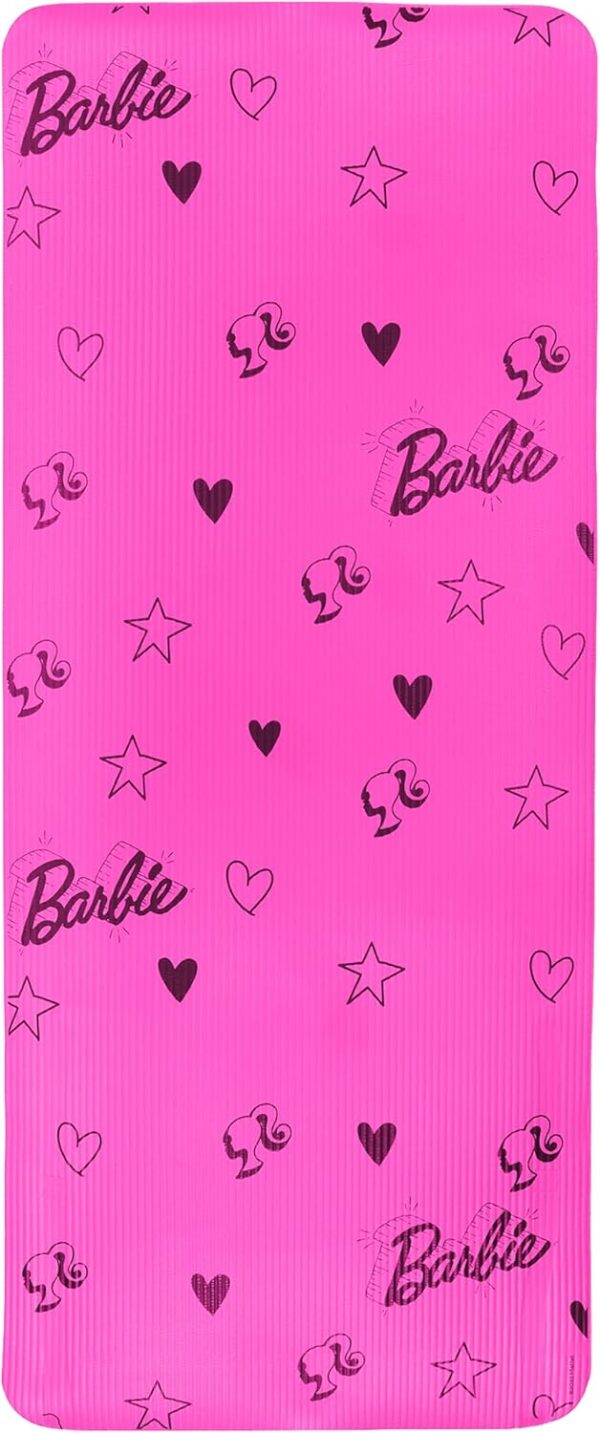 Barbie Love Out Loud Kids Yoga Mat Non Slip for Boys and Girls, All Purpose, PVC, Fitness and Workout Accessories, Pink, 10 mm