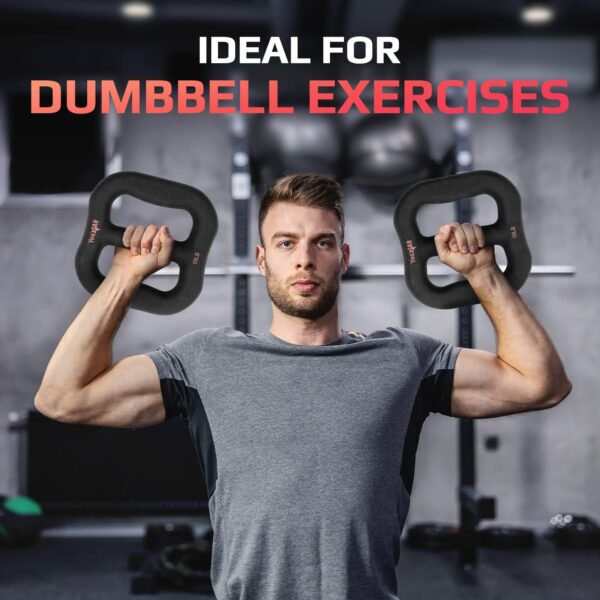 Yes4All 3-in-1 Multifunctional Neoprene Dumbbell/Multi-Usage Dumbbell with Solid Core, Ergonomic Curve,Black - Image 4