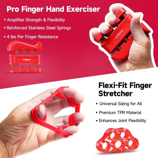 FitBeast Grip Strengthener Forearm Strengthener Hand Grips Strengthener Kit - 5 Pack Adjustable Resistance - Image 3