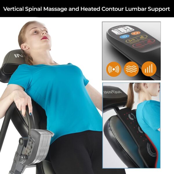 INNOVA HEALTH AND FITNESS ITM5900 Advanced Heat and Massage Inversion Table, Gray/Black - Image 4