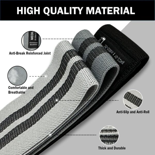 Non-Slip Fabric Resistance Bands for Working Out, Loop Exercise Bands for Booty Leg, Butt, Glute, Stretch Workout Bands for Women & Men, Hip Elastic Bands for Home Gym Fitness, Yoga, Pilates - Image 3