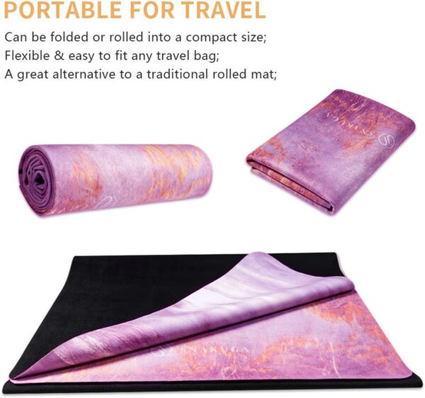 Travel Yoga Mat, Non Slip Exercise Suede Mat with Carry Bag, All-Purpose Fitness Mat with High Density Anti-Tear Surface for Women, Ideal for Pilates Workout (72'' x 26'' x 1.5mm Thick) - Image 4