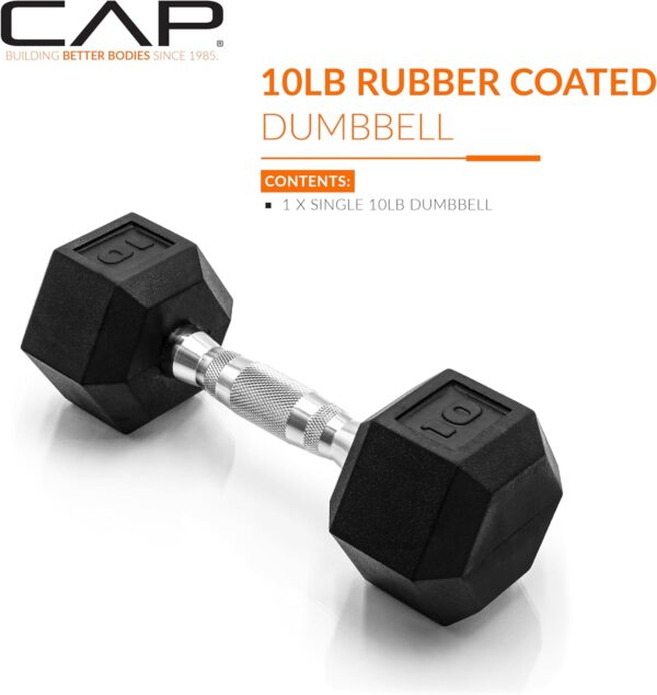 CAP Barbell 10 LB Coated Hex Dumbbell Weight, New Edition - Image 2