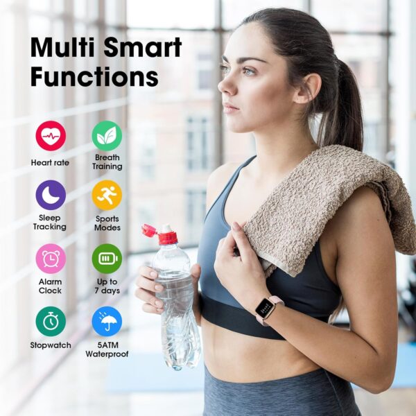 Fitness Tracker Watch with Heart Rate Monitor, Activity Tracker with Pedometer, Sleep Monitor, Calories & Step Counter, 5ATM Waterproof Smart Watch for Women Men Health Fitness Watch for Sports - Image 3