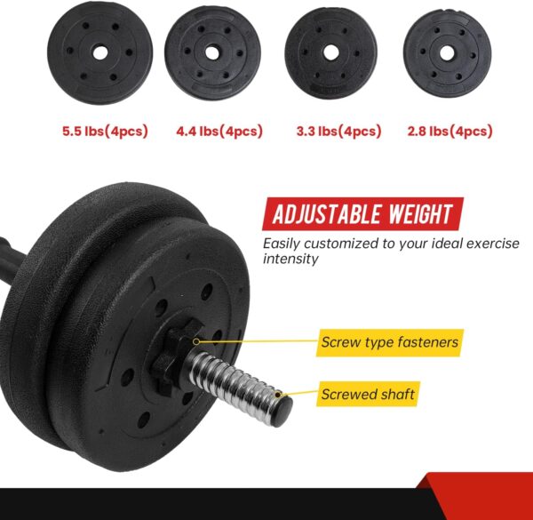 PayLessHere Adjustable Dumbbell Sets 2 in 1 Free Weights Dumbbells with Anti-Slip Metal Handle for Men and Women Strength Training Home Gym Workout Equipment for Full Body Workout Fitness(Pair) - Image 3