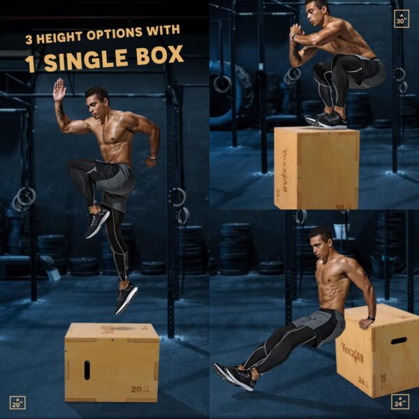 Yes4All 3-in-1 Wooden Plyo Box - Plyometric Jump Box for Home Gym and Outdoor Workouts, 450 lbs Box Jump - Image 2